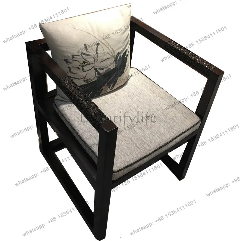 Solid wood new Chinese style Taishi chair living room balcony back leisure chair