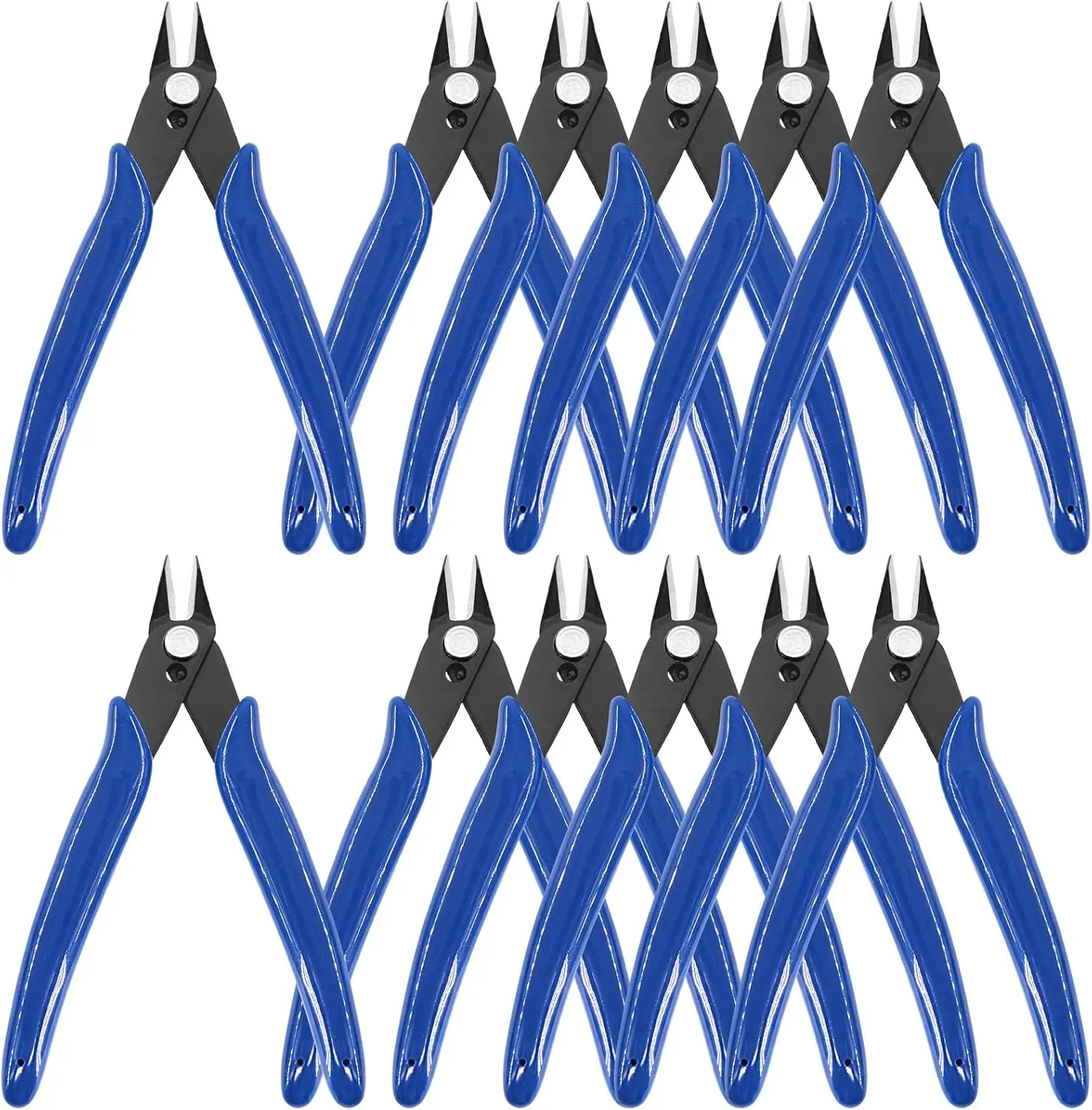 

12Pcs 5" Wire Cutters with Internal Spring and Soft Rubber Handle, Mini Flush Cutters, Micro Cutting Pliers Wire Nippers, Small