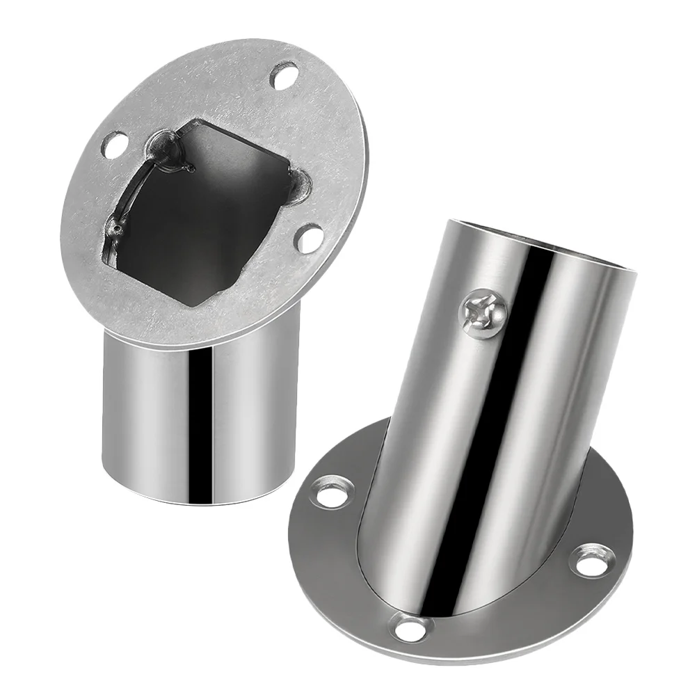 

2Pcs Boat Handrail Round Base Stainless Steel Marine Hardware Shower Curtain Rod Bracket 26Mm Marine Grade Railing Fittings