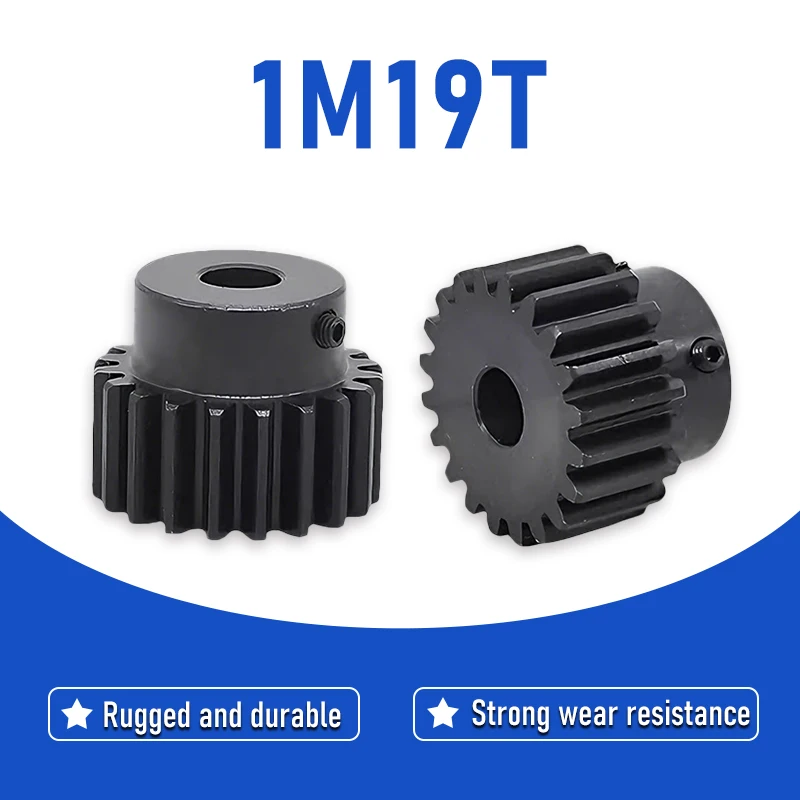 Module 1 19T Spur Gear 45# Carbon Steel Bore 6mm 8mm Low Speed Metal Drive Gear For Motors