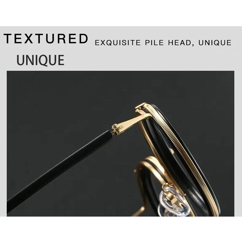 High Quality Retro Round Glasses Fashion Exquisite Anti-blue Light Flat Glasses UV protection Durable Eyeglasses Blackgold Color