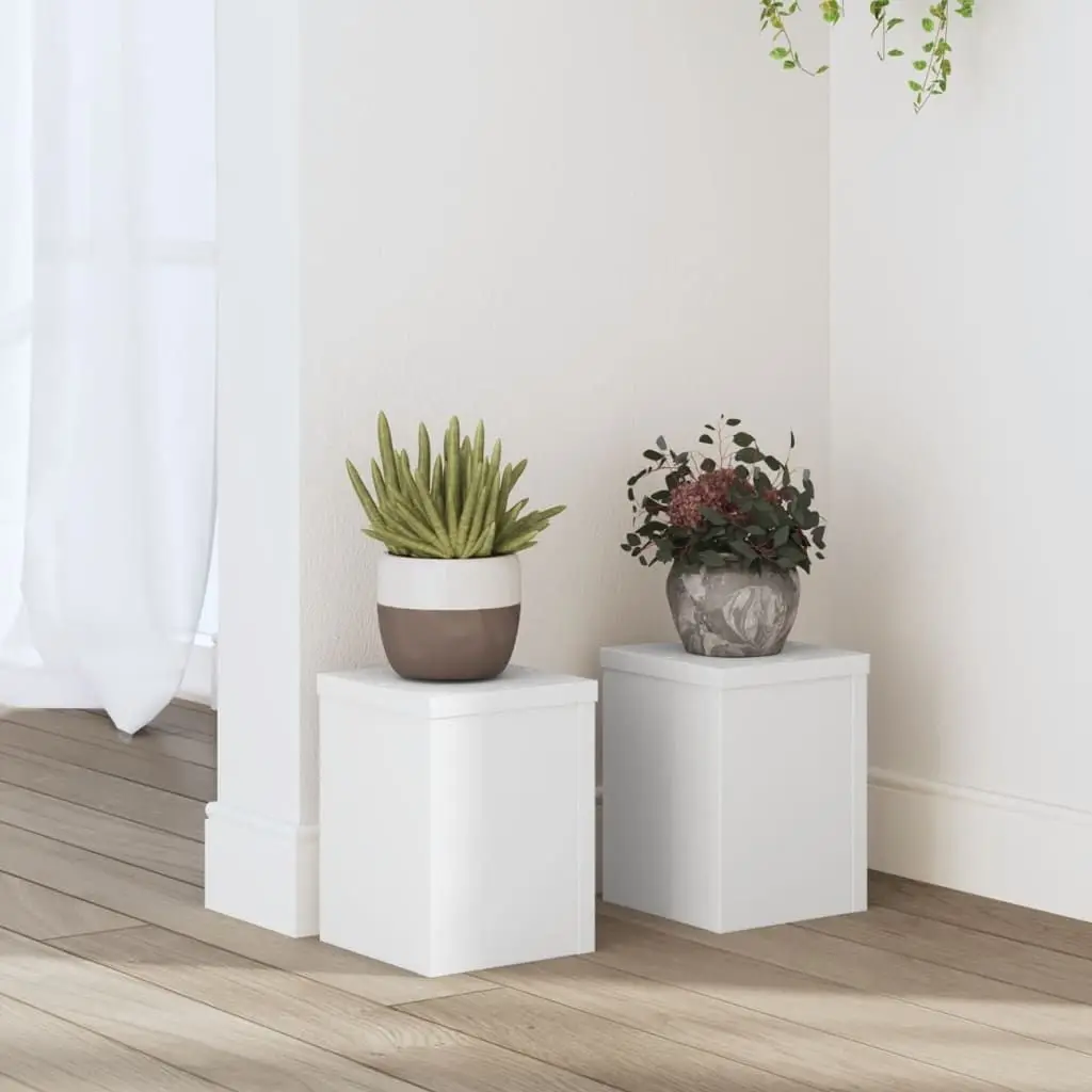 

Plant Stand Set of 2 White Engineered wood Small