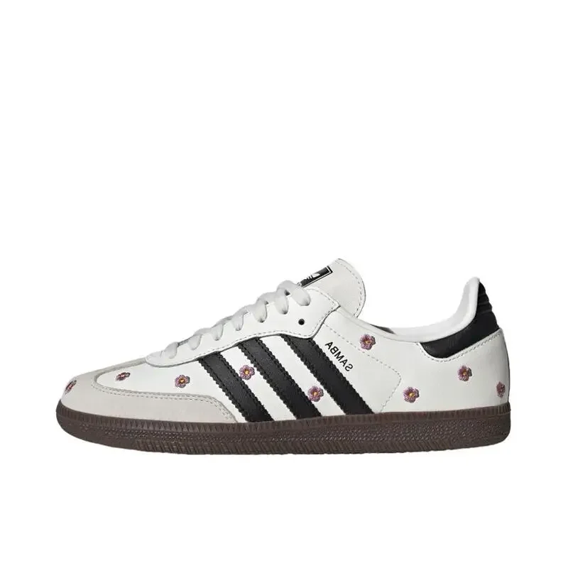 Adidas Originals Samba OG Black and White Print Color Men's and Women's Skateboarding Shoes Anti-slip Wear Sports Retro