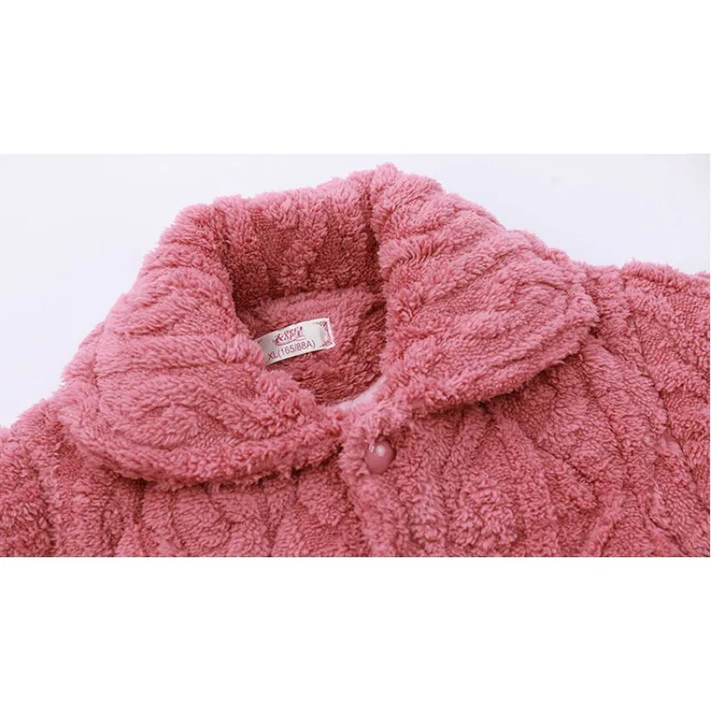 Middle Aged Elderly Winter Cotton Padded Pajamas Three Layers Thickened Coral Velvet Homewear Women's Oversized Loungewear Set