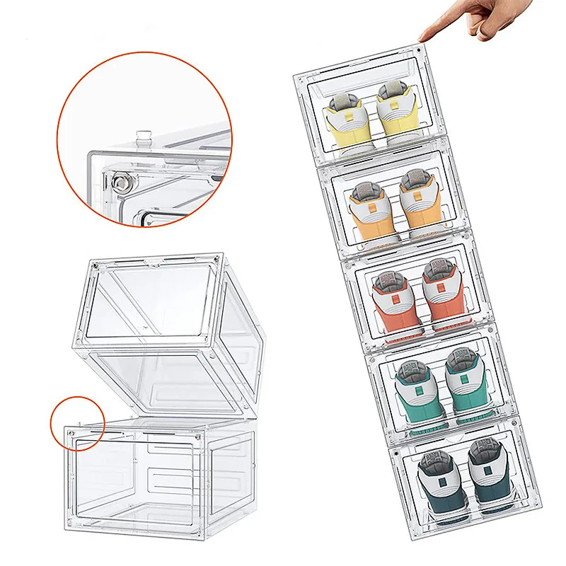 Simple Household Living Room Shoe Storage Box Thickened Plastic Transparent Shoe Cabinet Sneakers High Heels Organizer Box