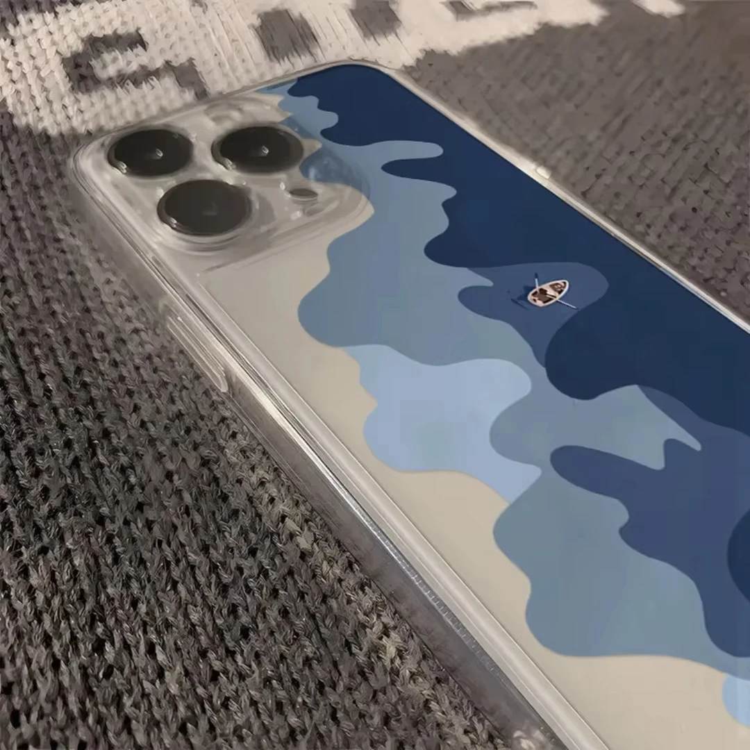 Etui na telefon Lonely Sea Boat do iPhone'a 16 15 14 13 12 11 Pro XS MAX 7 XR 8 7 Plus Clear Cover Fundas