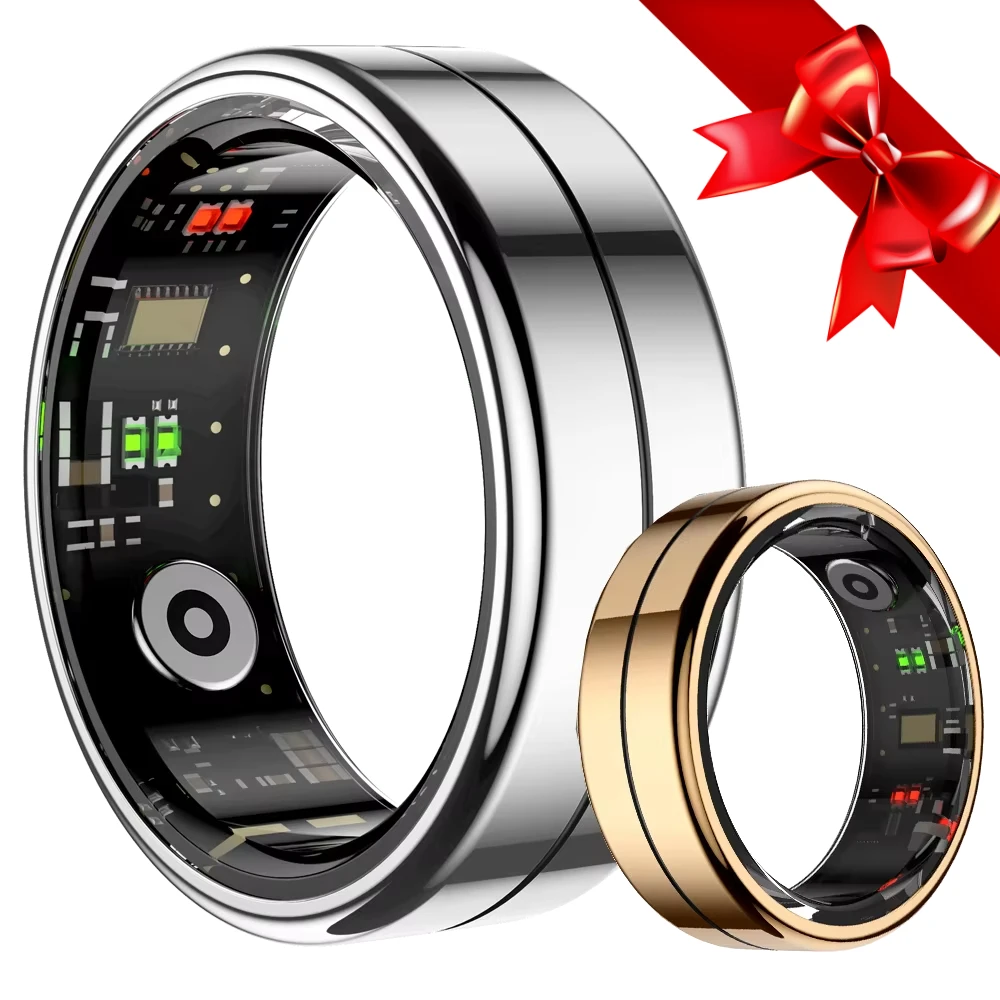 

2025 Smart Ring Men Women with Charging Case, Fitness Ring Heart Rate Blood Oxygen, 5ATM Waterproof for Xiaomi Android iOS Phone