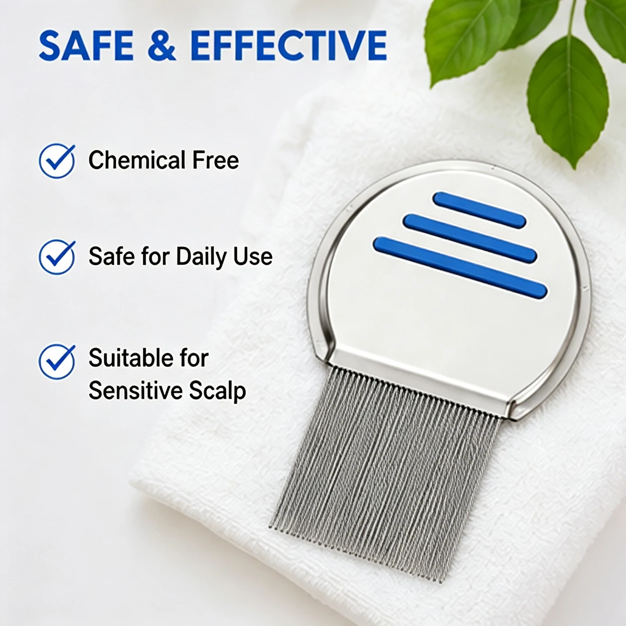 1-3Pcs Stainlesss Steel Fine Tooth Lice Comb, Nit Free Terminator Egg Remover Metal Hair Brush Dust Proof