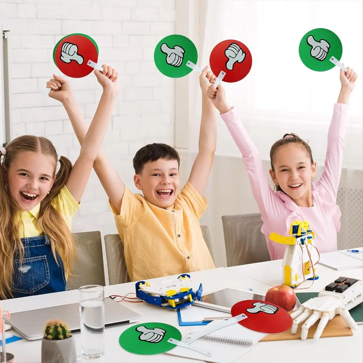 Eco-friendly 10 Pack Thumb Thumbs Down Classroom Voting Paddles Small Group Classroom Supplies Teacher Supplies, Yes or No
