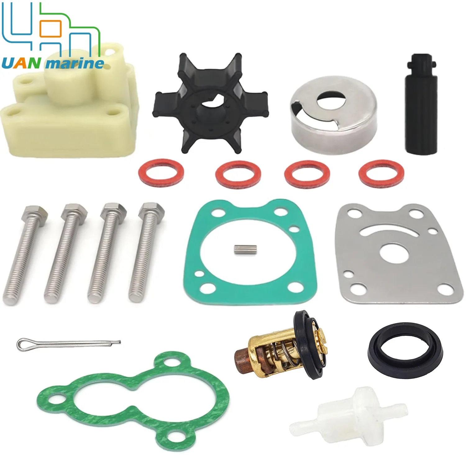 For Yamaha 100 Hour & 300 Hour Service Maintenance Kit 4HP F4A 1998-2009 Outboard with Thermostat Fuel Filter