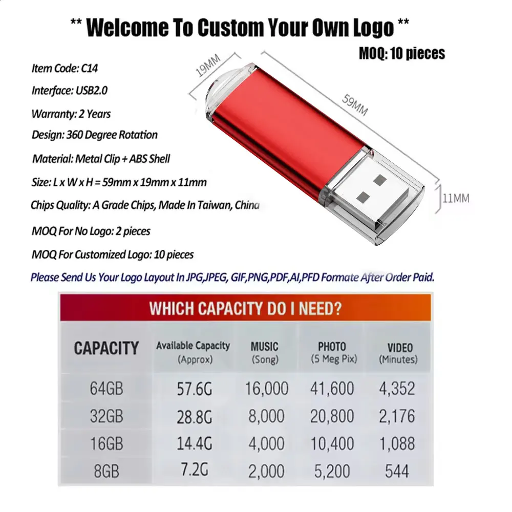 10PCS/lot Free Custom USB Flash Drive Pen Drive 256MB 512MB 1GB 2GB 4GB 8GB 16GB Pendrive Memory Stick 32GB 64GB 128GB USB Stick