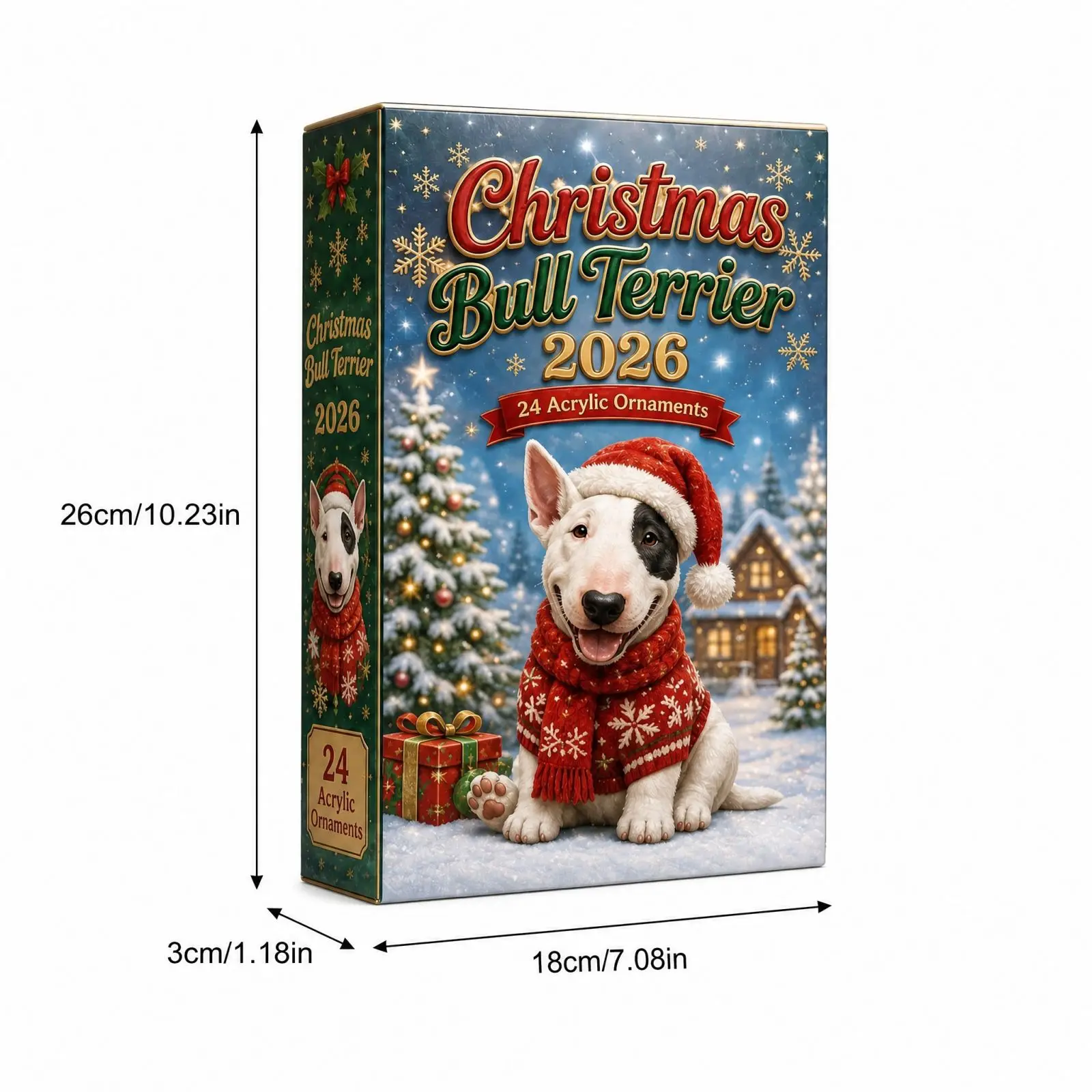 Christmas Bull Terrier 2026 Advent Calendar 24 Pcs Festive Bull Terrier 2D Acrylic Hanging Ornaments Holiday Countdown Surprise - view 3