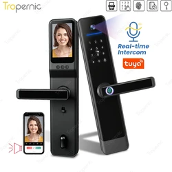 Tuya App Remote Video communication Voice intercom Digital Electronic Smart Door Lock Fingerprint IC Card Password Key Unlocking