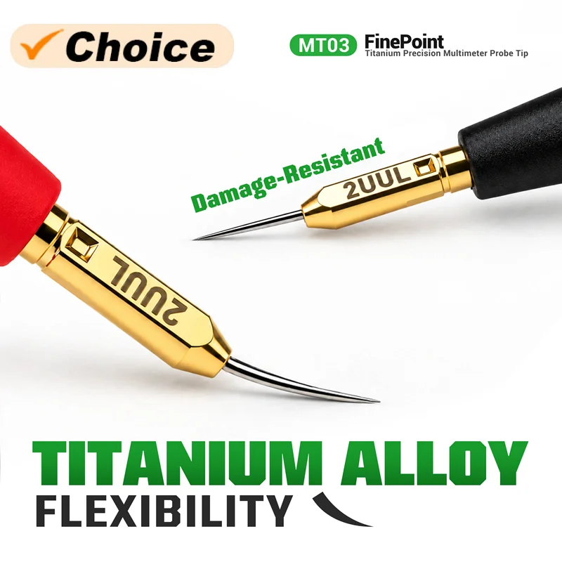 2UUL MT03 FinePoint Titanium Alloy Precision Multimeter Probe Tip 2mm Thread Ultra Fine Needle for PCB Electronics Testing