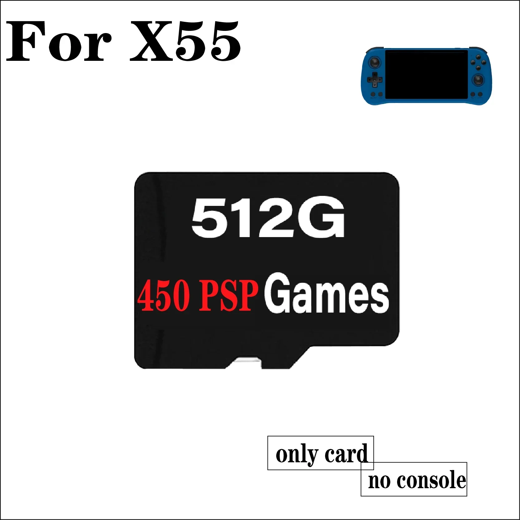 POWKIDDY X55 Handheld Game Console Memory Card TF Card Game Card 64G 128G 256G 512G 90000 Games PS1 PSP GBC PS2 PSP