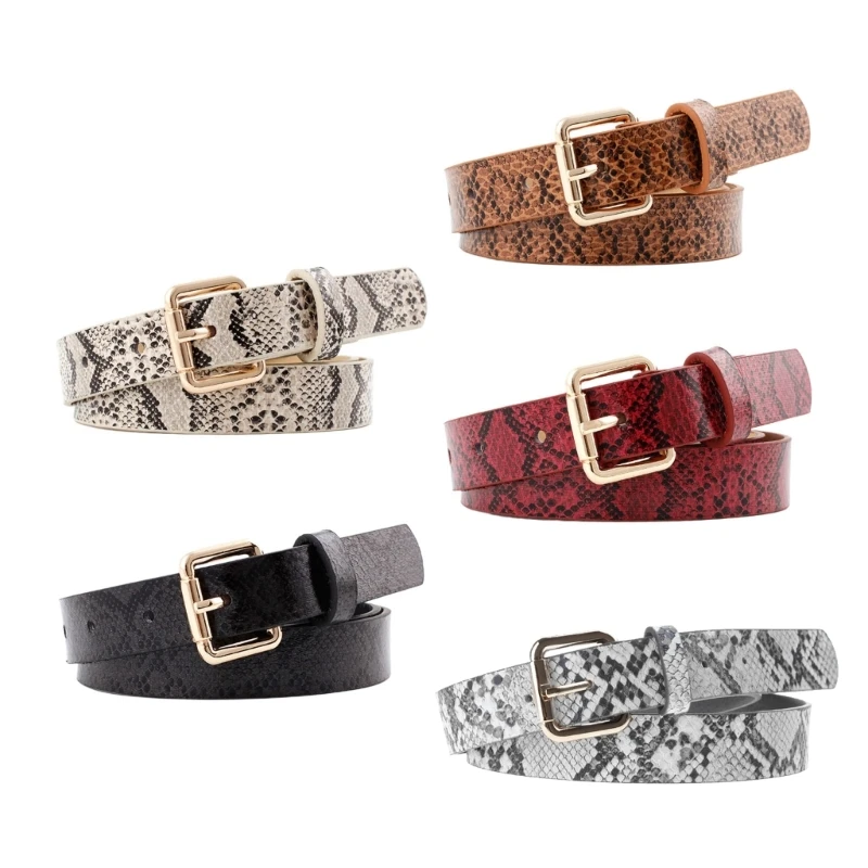 Women Men Waist Strap Retro Buckle Snake Pattern PU-leather Belt All-match Coat Ladies Wide Harajuku Formal Waistband Dropship