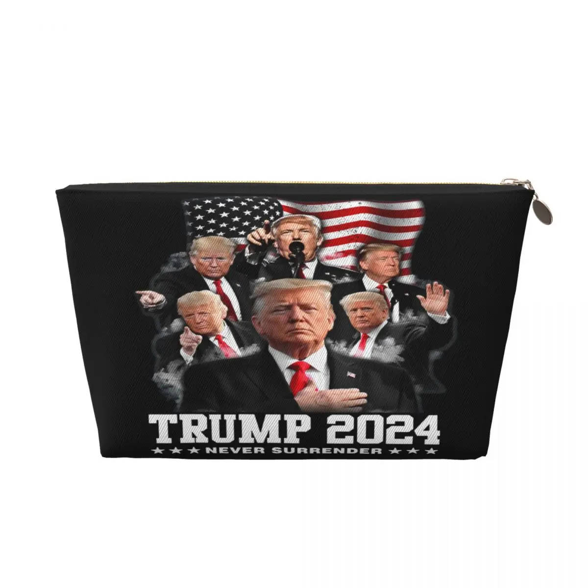 Custom Never Surrender Trump Cosmetic Bag Women Cute Large Capacity Makeup Case Beauty Storage Toiletry Bags