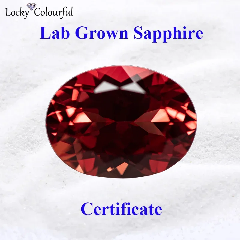 

Lab Grown Sapphire Sunset Red Color Oval Shape Top Quality Charm Beads for Diy Jewelry Making Material Selectable AGL Certifica
