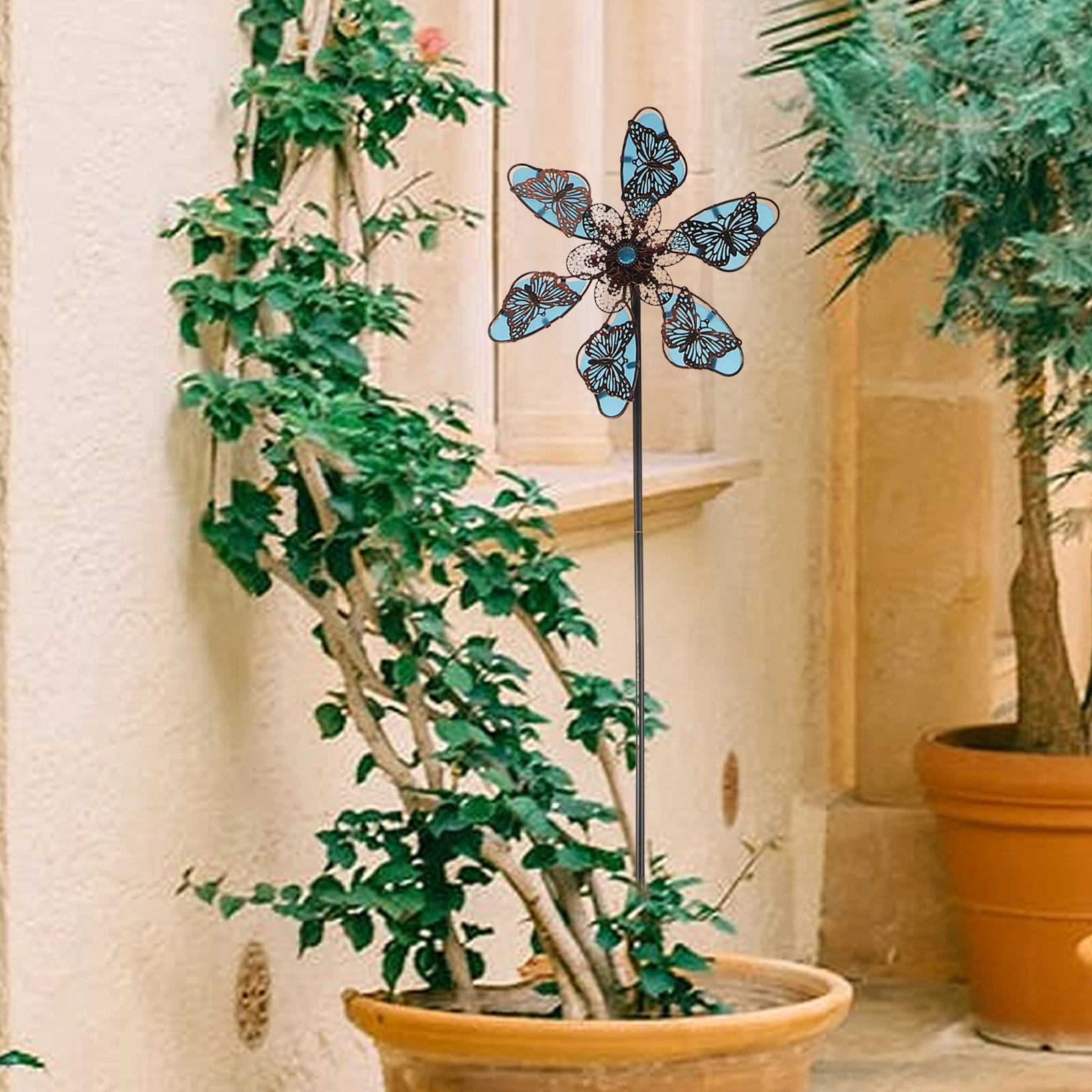 

Luminous Butterfly Decor Night Rotating Metal Stake Outdoor Garden Decorative Windmill Metal Windmill Art