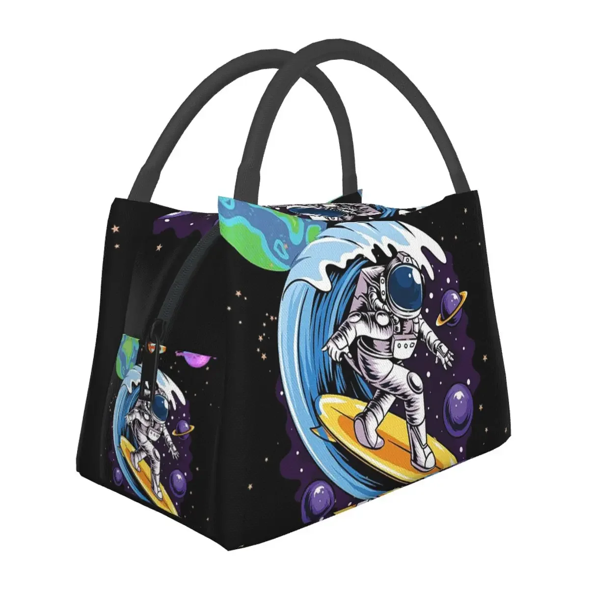 Astronaut Galaxy Universe Planet Surfer Astronomy Lunch Bags Bento Box Lunch Tote Picnic Bags Thermal Bag for Woman Kids Office