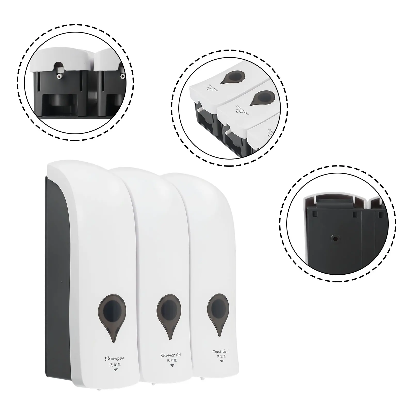 

Sophisticated Bathroom Solution Refillable Wall Mounted Soap Dispenser with Secure No Drill Installation Method