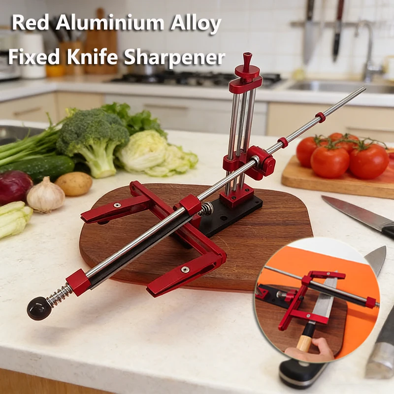 

Precision Red Fixed Angle Knife Sharpener- Adjustable Angle Sharpening Tool for Kitchen Knives Heavy-Duty Sharpening System