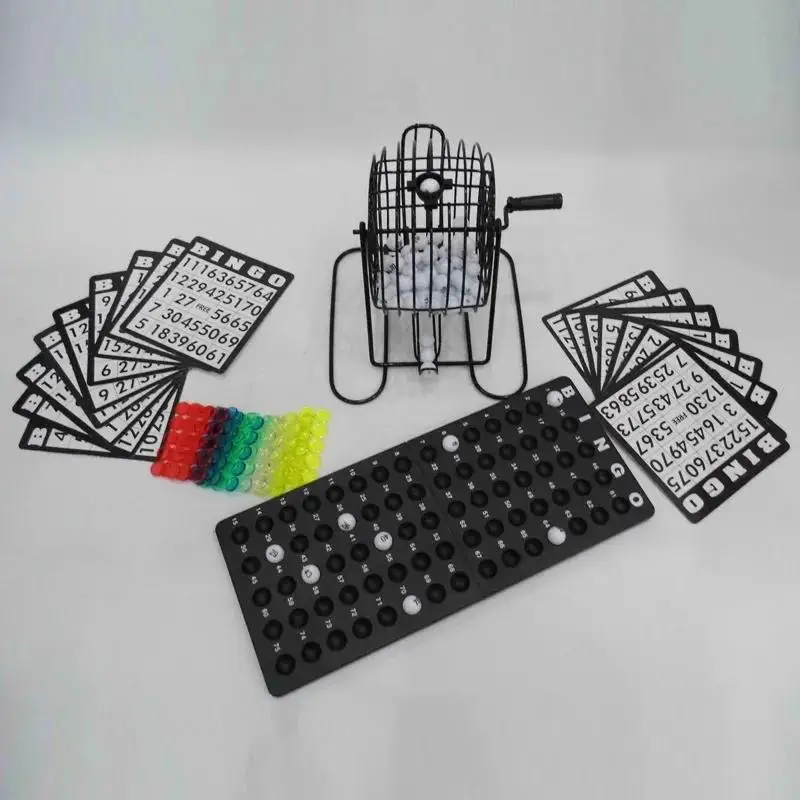 Bingo Set 75 Balls Traditional Lucky Lotto Game Family Lottery Draw Machine With Cage Number Cards For Indoor Outdoor Party Show