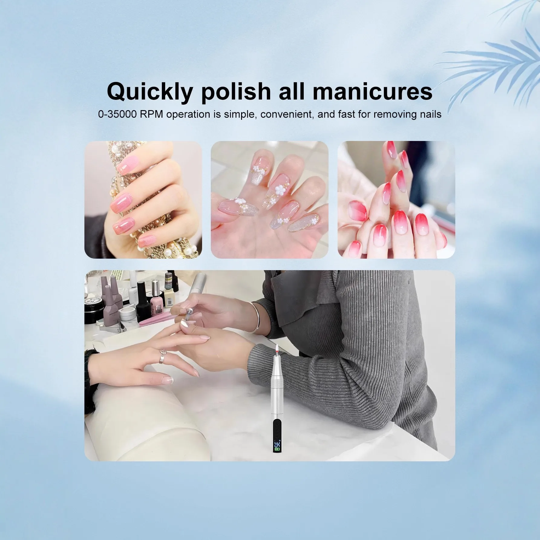 Professional electric nail polish remover and polisher, rechargeable portable small pen nail polisher, Christmas gift.