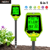 Yieryi Digital Soil Moisture Tester Kit PH/EC/Humidity/Sunlight/Fertility/Temp 6-in-1 PH Meter for Gardening Hydroponic Plants