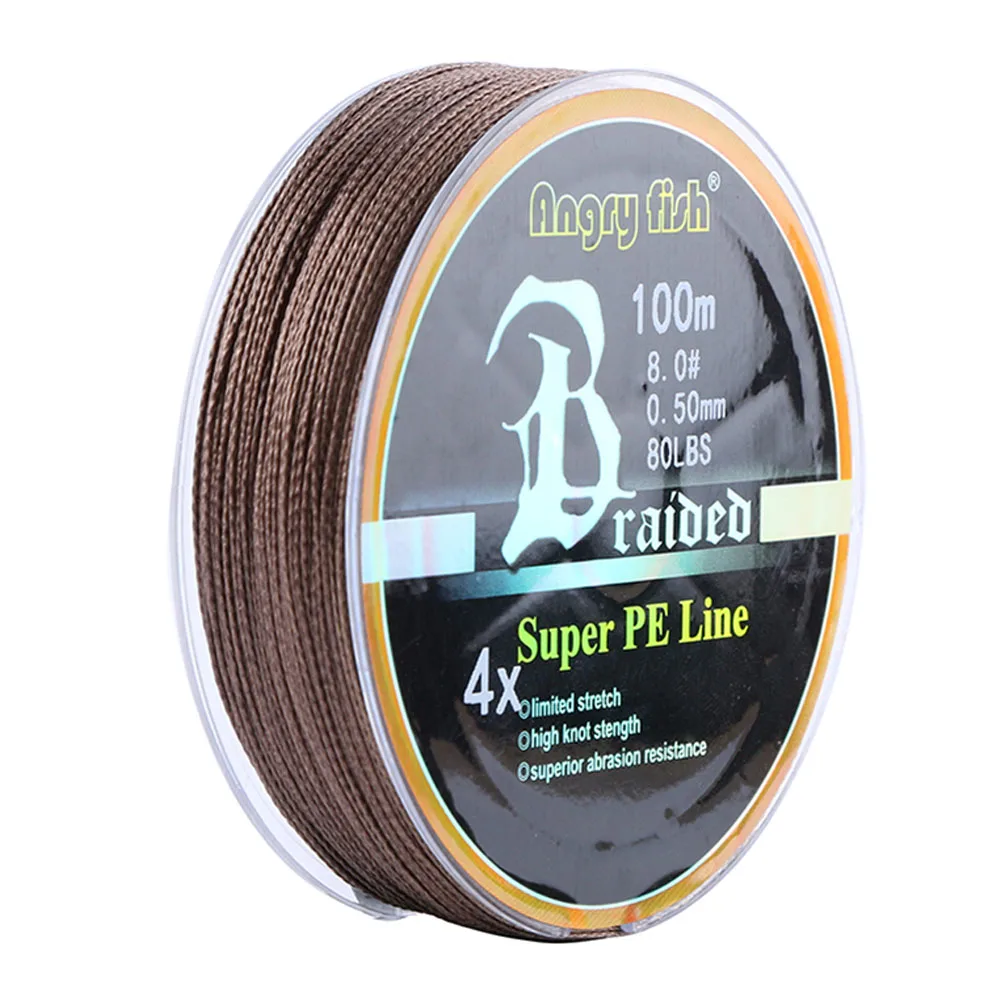 Angryfish 100m/109yds 4 Strands Braided Fishing Line 10lb-80lb Super Strong Anti-bite Wear-resistant Lure Fishing Wire Drop ship