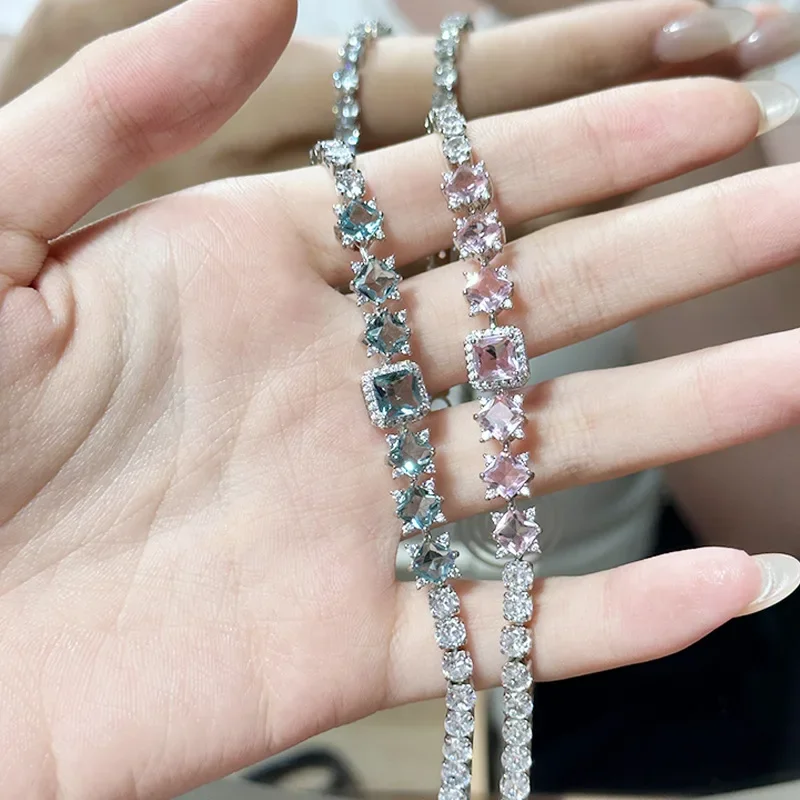 

MDL Moissanite Style Original Fairy Style Princess Pink Bracelet Star System Design 18K Gold Plated