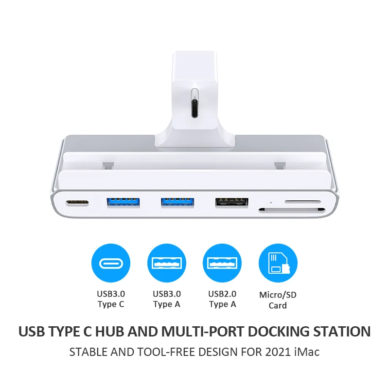 6 in 1 Type C USB C Hub TF SD Card Reader for iMac Suface Pro 7 iPad Hub Docking Station USB C for Laptops Support SD TF Card