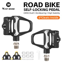 WEST BIKING-Pedal de bicicleta con bloqueo automático, sistema SPD profesional, Pedal de bicicleta de carretera con tacos, rodamiento DU ultraligero, accesorios para bicicleta