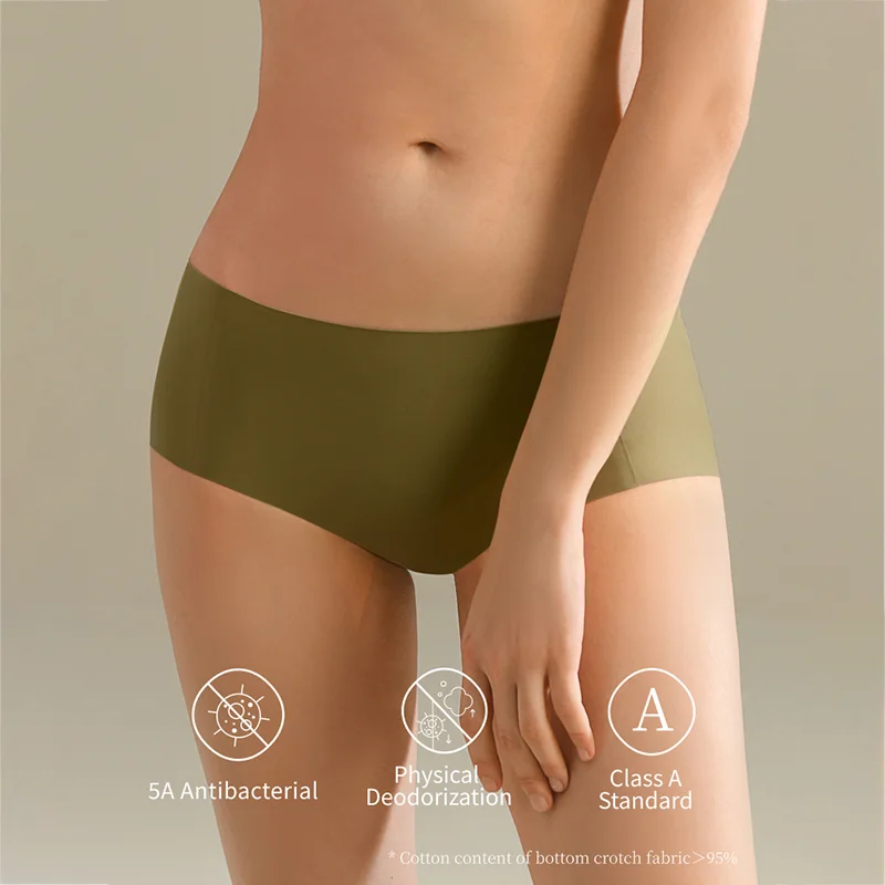 SUJIIN-bragas invisibles sin costuras para mujer, ropa interior femenina de cintura media 5A, transpirable, antibacteriana, que absorbe la humedad,