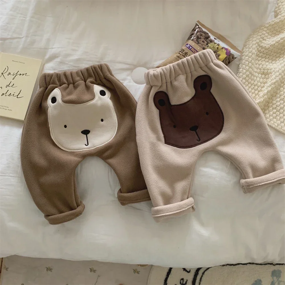 Fantasia de urso para bebês meninos e meninas, conjunto de roupas engrossadas, jaqueta e calça infantil de algodão, roupas de criança 0-2Y