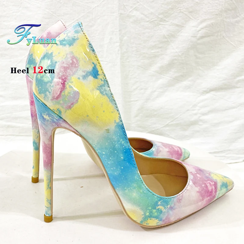 مصمم 2025 موضة جديدة مختلط اللون 8 10 12 سنتيمتر خنجر مضخات النساء الربيع الصيف مدبب حذاء مزود بفتحة للأصابع لوني اللون عالية الكعب #2