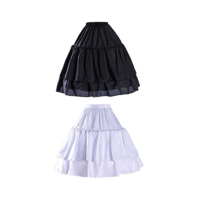 

Women 2 Hoop Double Layer Crinoline Petticoat Skirt Knee Length Gown Underskirt Half Slips for Wedding Dress P8DB