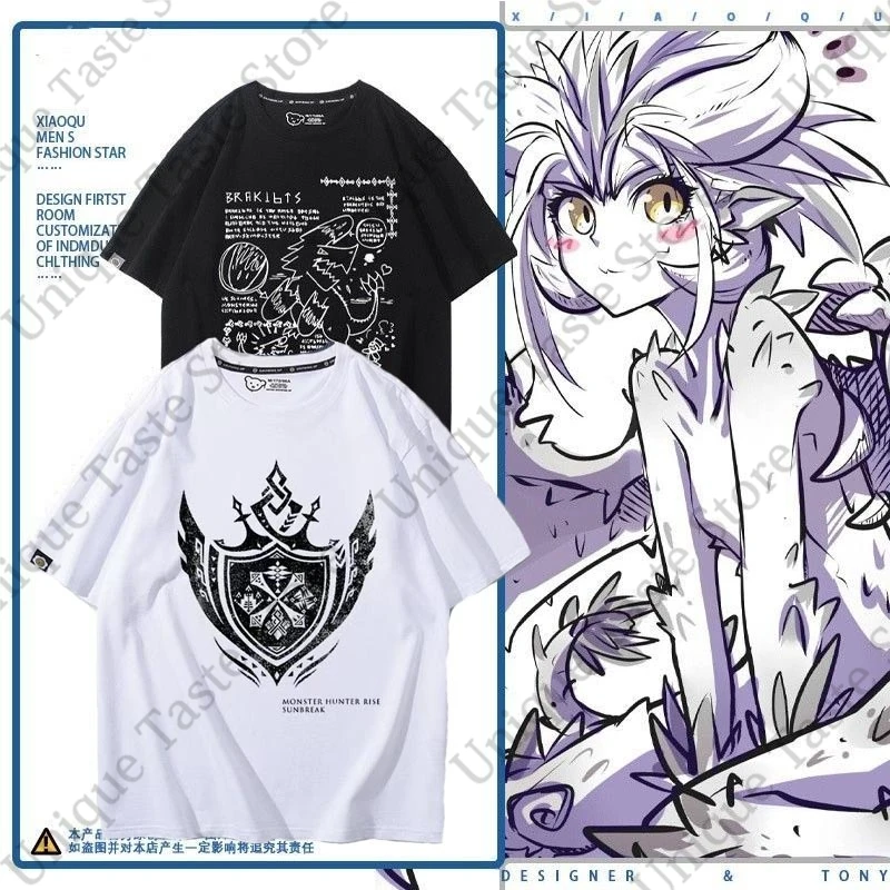 ‌ Camiseta Monster Hunter Rise Sunbreak, camiseta con estampado de cruz Trend Guild, camisetas de manga corta de algodón de alta calidad para hombres y mujeres