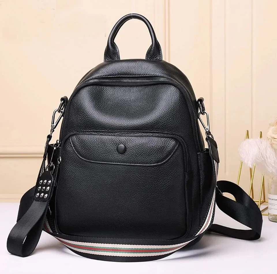 Brand Designer Genuine Cow Leather Backpack Women Fashion Waterproof School Shoulder Bag Rucksack Lady Travel Backpacks Mochilas