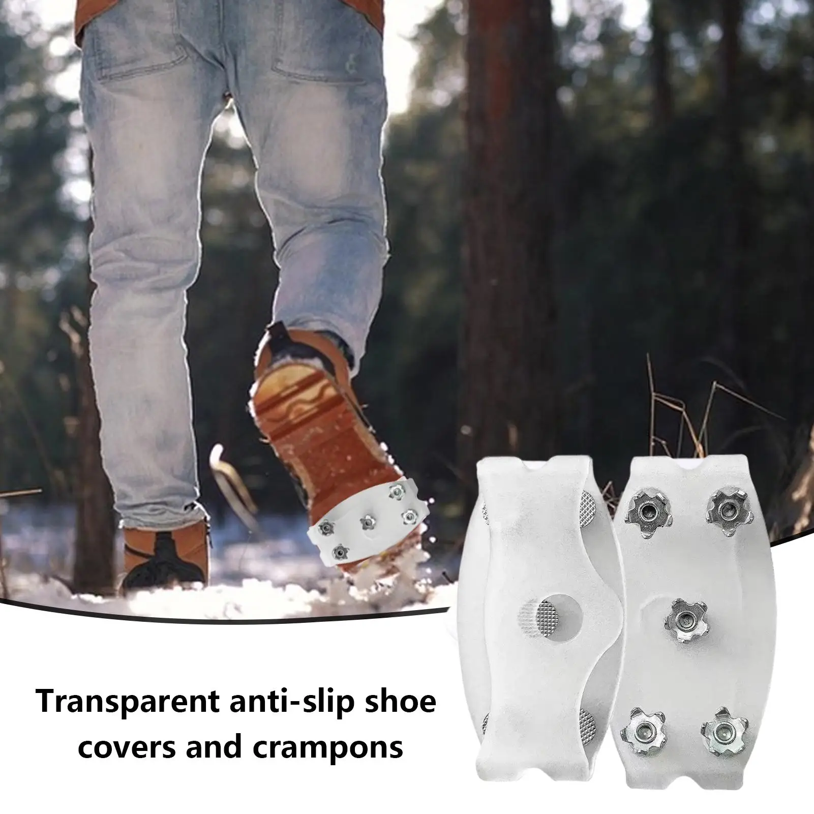مرابط الثلج للأحذية، مقابض ثلج مضادة للانزلاق، مسامير جر للثلج والثلج في الهواء الطلق والمشي لمسافات طويلة والجري