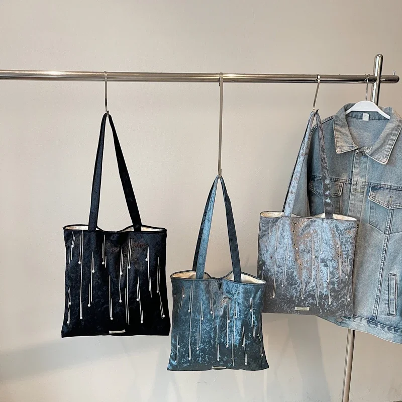 

Utilitarian Denim Shoulder Bag Casual Hands-Free Women's Purse Crossbody, Minimalist zipper Effortless Daily Side Bag for Ladies