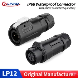 CNLINKO M12 Circular IP68 Waterproof Connector 2-8Pin Gold-Plated Male & Female Set for Factory Industrial Equipment Sensors