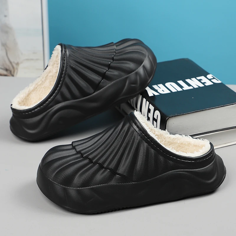 

Cozy Thermal Indoor Slippers Thick Fluffy Inner Fleece Anti Slip Durable Rubber Sole Closed Toe Household Rest Slides Men Women