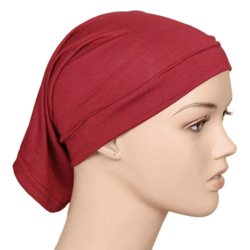 Modal Cotton Undercap Stretchy Hijab Plain Soft Bonnet Muslim Women Elastic Inner Hijabs Turban Islam Underscarf