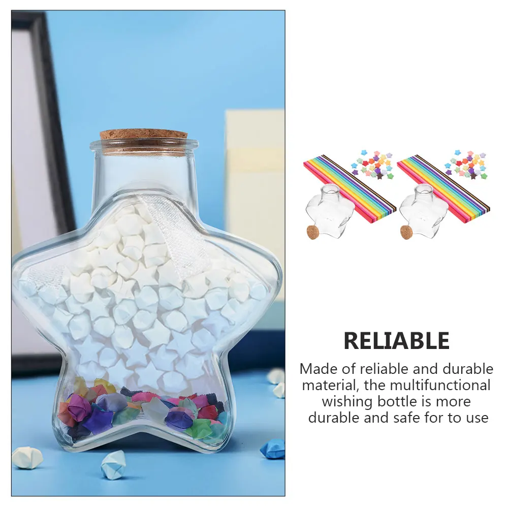 

1 set Wishing Stars Bottle Origami Paper Set Clear Jar Birthday Gift Small Decorative Plastic Storage Container