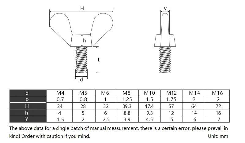 M4 M5 M6 M8 M10 M12 M14 M16 304 Stainless Steel Big Ear Wing Head Thumb Screws Butterfly Special-Shaped Adjustable Bolt
