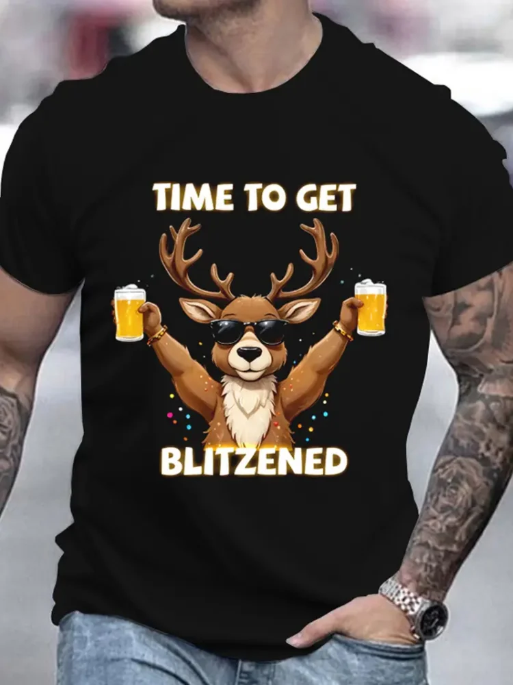 

Trend Santa Claus Pattern Printed Men's T-shirt Christmas Style Tops Street Hip Hop Men Clothing Summer Casual Short Sleeve Tees