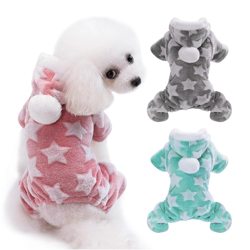 Soft Dog Clothes Fleece Puppy Chihuahua Clothing Winter Cat Coat Jumpsuit Dog Costume Hooded Pajamas For Small Medium Dogs Cats