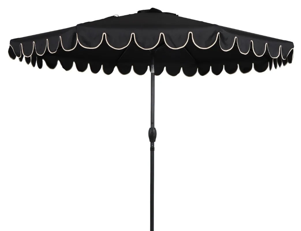 

9'Black Scallop Patio Umbrella, Crank Lift and 3 Position Tilt