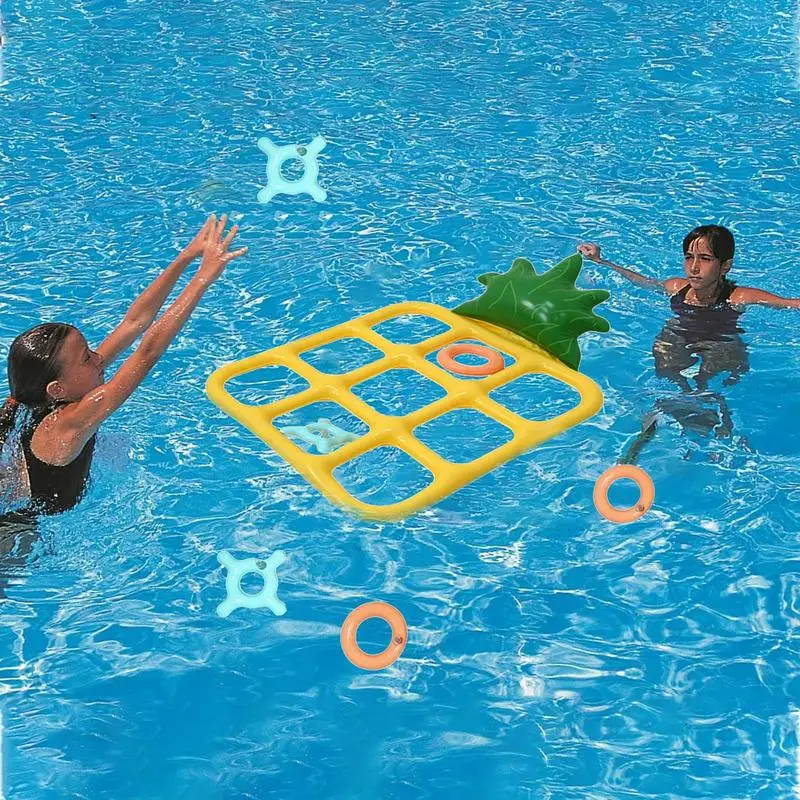 Giochi gonfiabili per piscine galleggianti giocattoli gonfiabili giochi da tavolo Set di lancio galleggianti d'acqua scacchiera giocattoli per piscine a forma di ananas